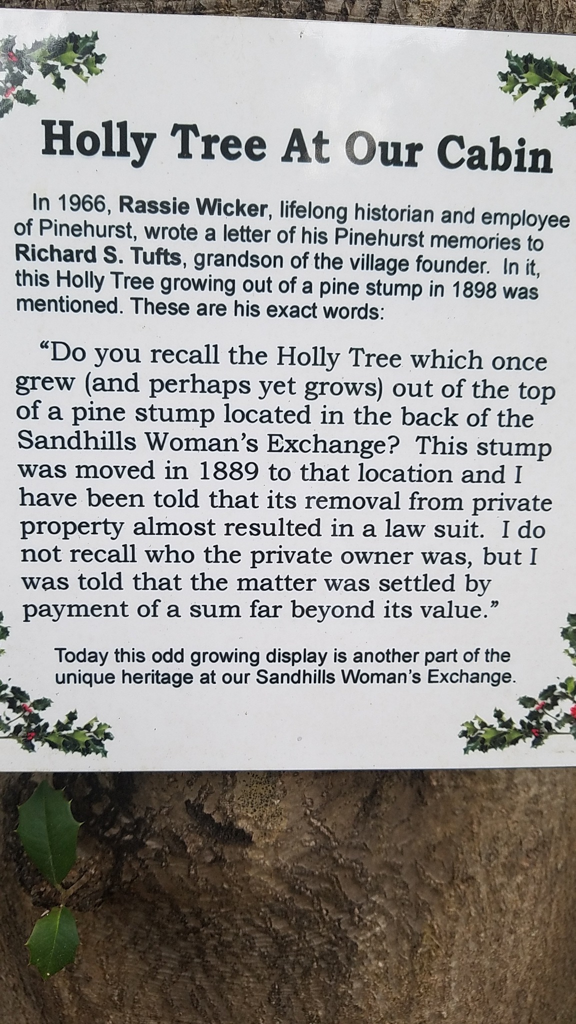 Sandhills Woman's Exchange Holly Tree History